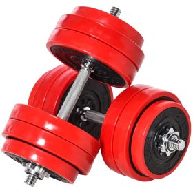 Soozier 66lbs Dumbbell & Barbell Adjustable Set Two-In-One Strength Muscle Exercise Fitness Plate Bar Clamp Rod for Home Gym