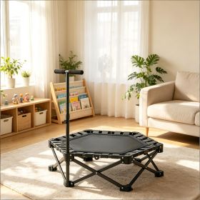 42 Inch Foldable Mini Trampoline with Adjustable Foam Handle Indoor Outdoor Adult Rebounder Trampoline for Workout