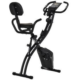 Soozier Exercise Bike Folding Upright Recumbent Stationary Cycling w/ Resistance Band