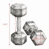 Hex Rubber Dumbbell Set No-Roll Hexagonal End Construction for Strength Training