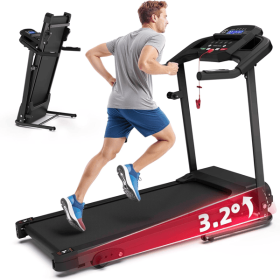 Compact Folding Treadmill for Home - 2.5HP Quiet Brushless Motor, 3-Level Incline, 7.5 MPH, Shock Absorption, Space-Saving Design for Running (default: default title)